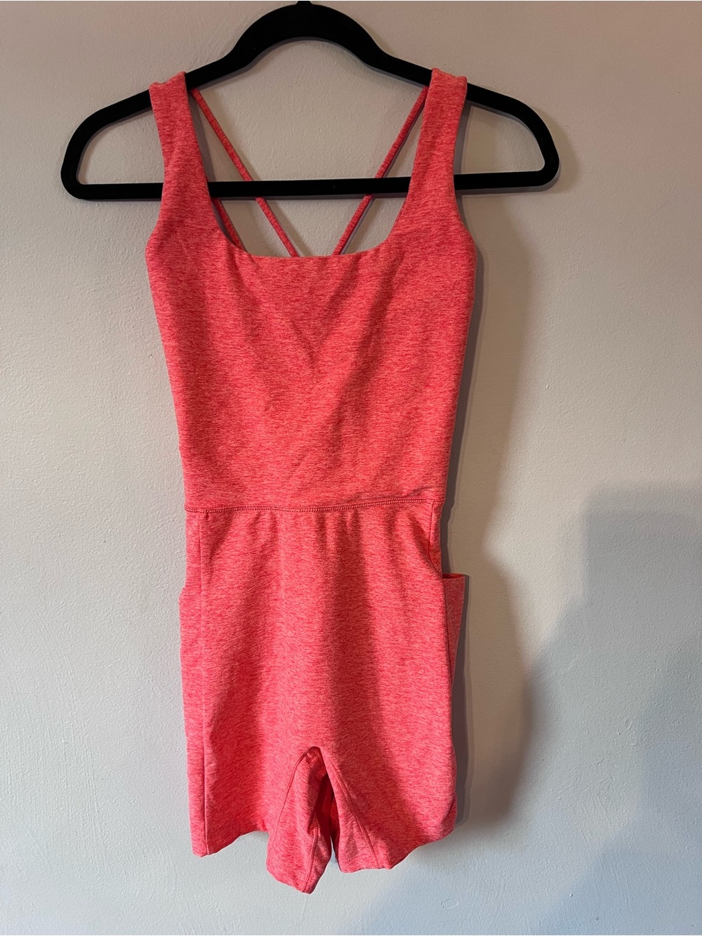 Women's Athletic Heathered Coral-Pink Shorts Romper